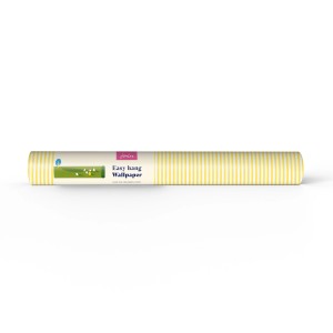 Gerollte Joules Vliestapete Country Critters Ticking Stripe Lemon Gelb mit gelben Streifen.