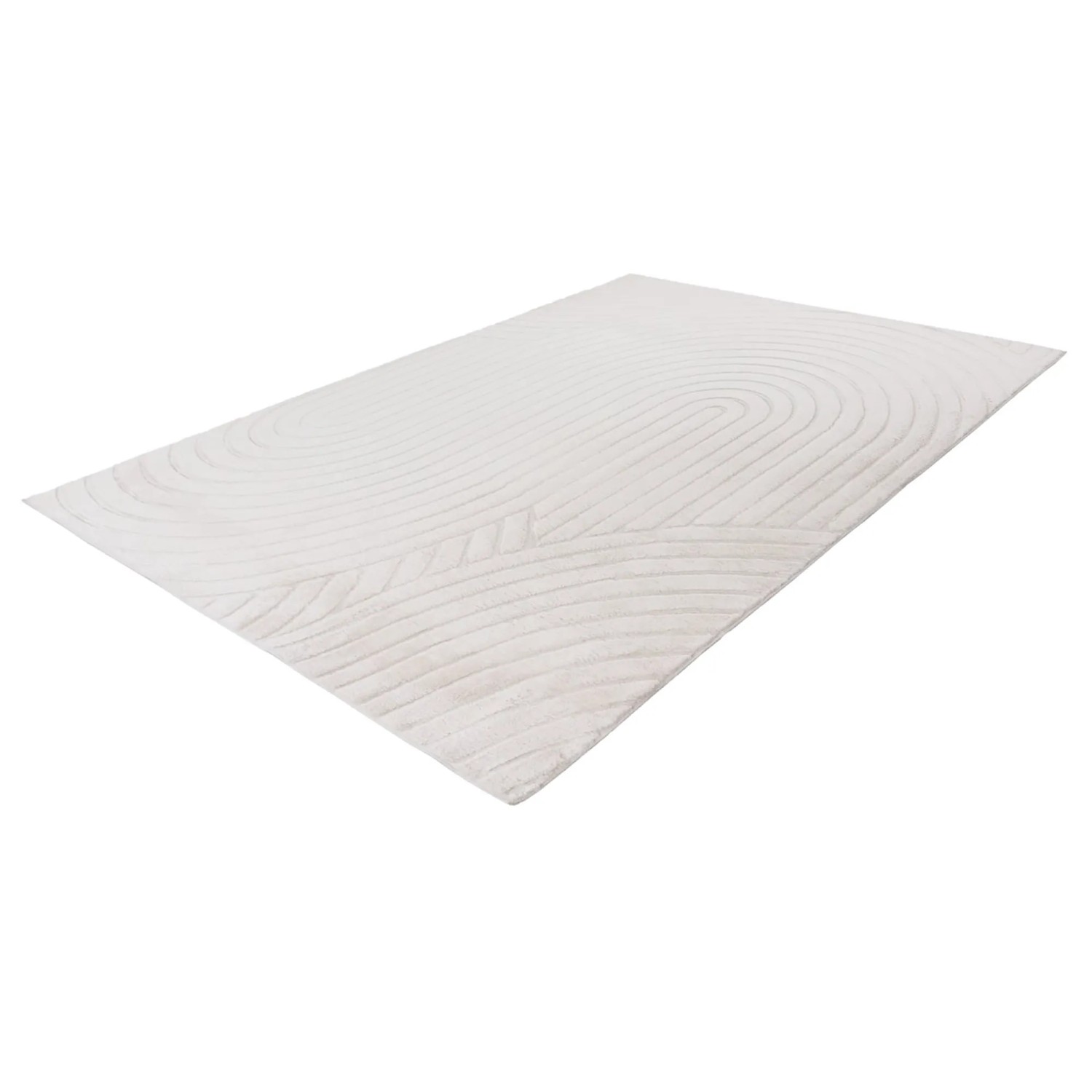 Lalee Kurzflorteppich Comfort 501, Elfenbein, 160x230 cm mit modernem 3D Effekt Design.