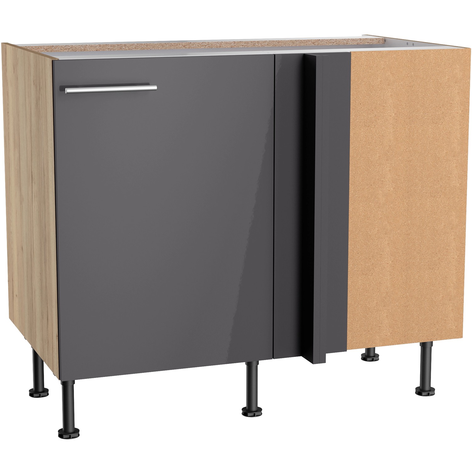 Optifit Eckunterschrank Jonte984 100/65 x 87 x 58,4 cm Anthrazit Wildeiche günstig online kaufen