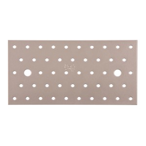 Alberts Duravis Lochplatte, perlbeige, 200x100x2 mm, Stahl, mit vielen Löchern zur Holzverbindung.