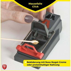 Protect Home Mausefalle Click, bestückt mit Köder. Effektive Mäusebekämpfung im Haus und Garten.