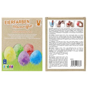 Eierfarben-Set mit Marmoreffekt, 5 Farben und Handschuhen für Ostern.