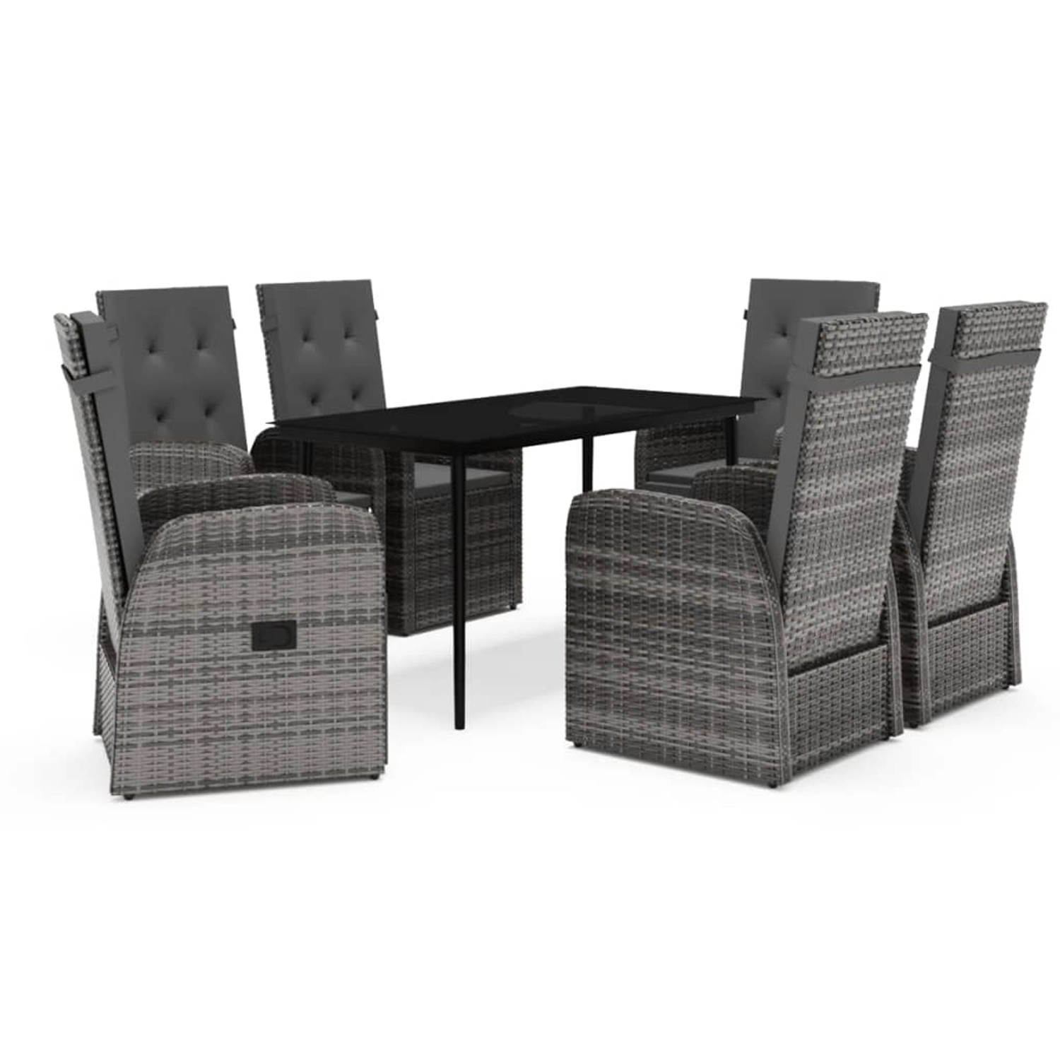 vidaXL 7-Tlg Garten-Essgruppe mit Auflagen Grau 3099501