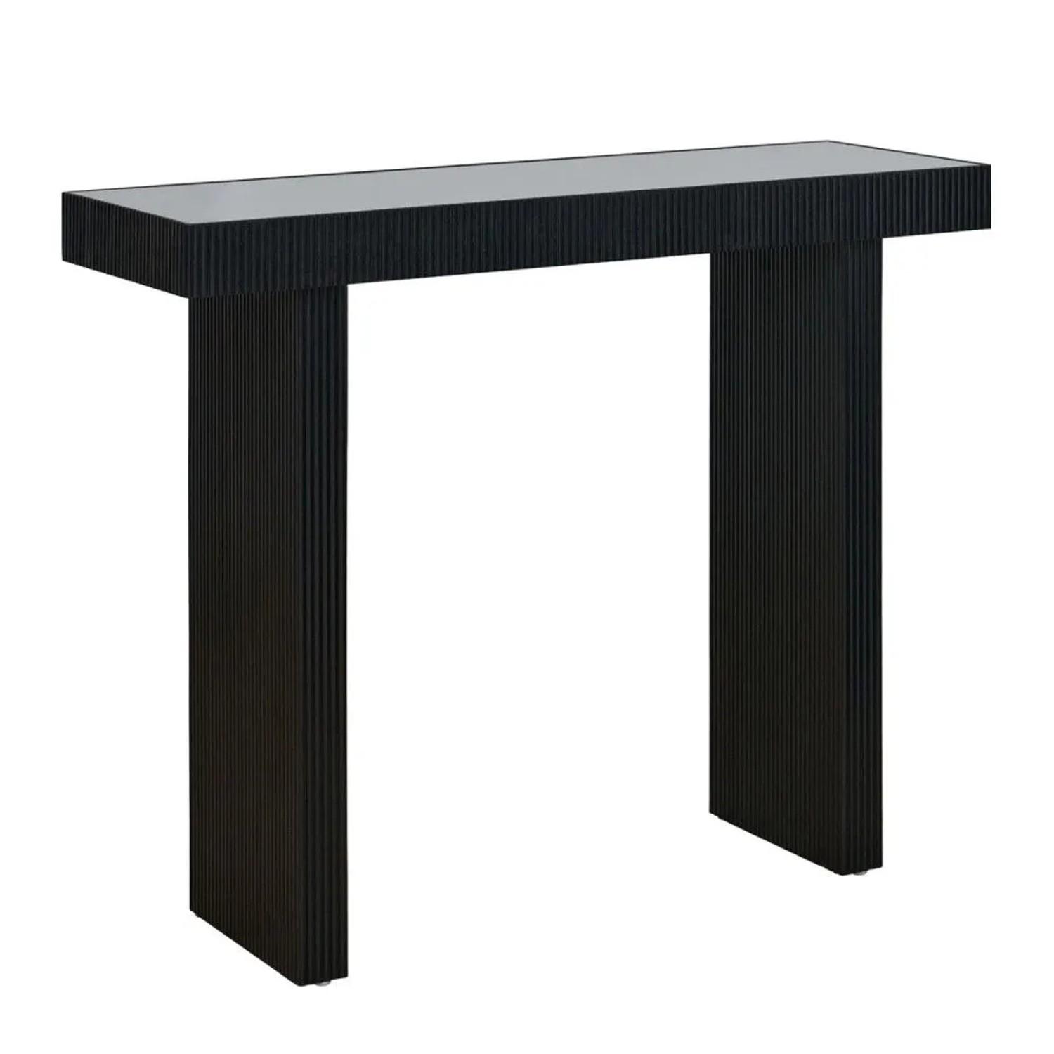 Svita Alvaro Konsolentisch Rattanoptik Flur Schmal 110x38x85 Schwarz/Schwarz