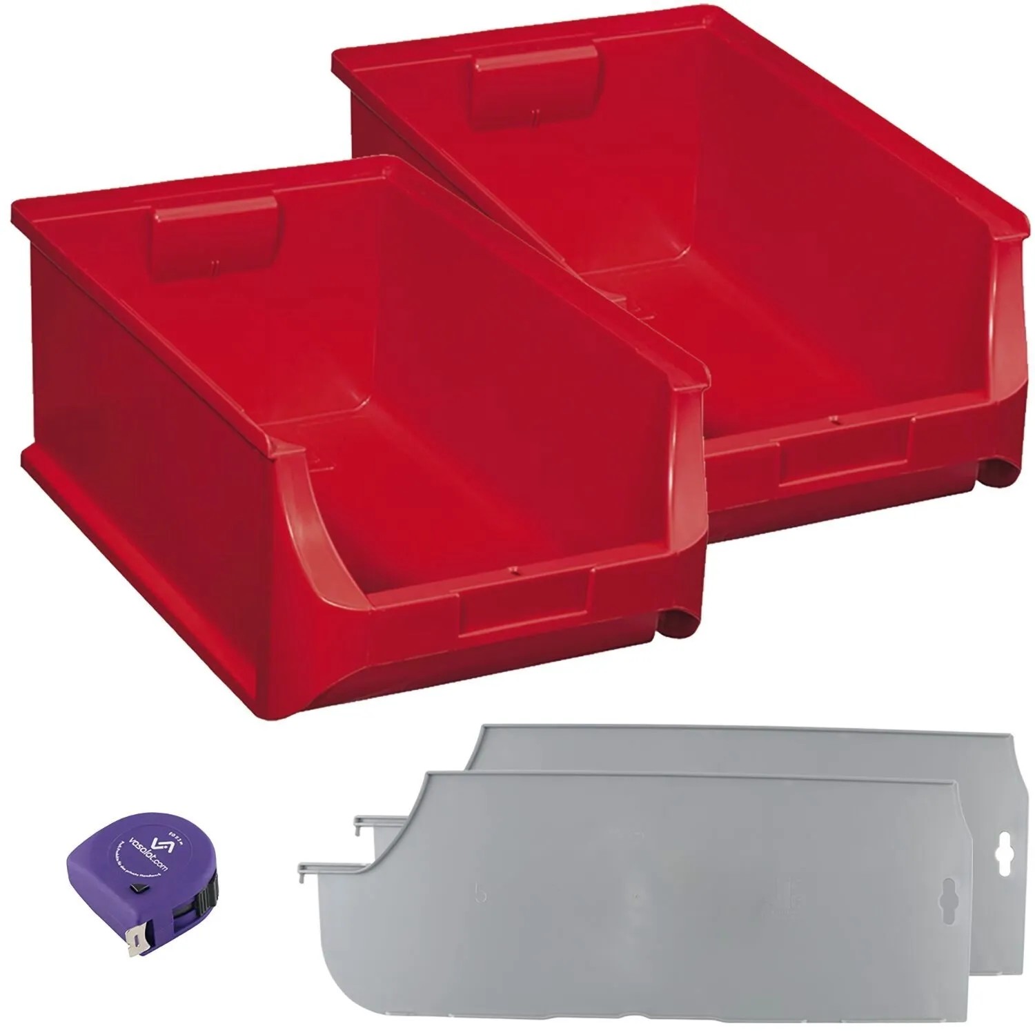 vasalat Set Stapelboxen Größe 5 500x310x200 mm Rot mit Trennsteg 2 Stück