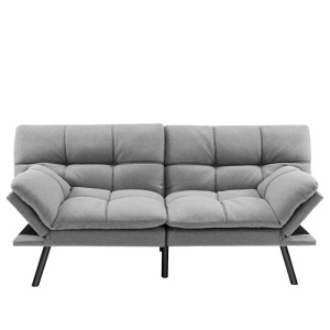 Graues Costway Klappbares Schlafsofa/Schlafcouch mit verstellbaren Armlehnen und Rückenlehne.