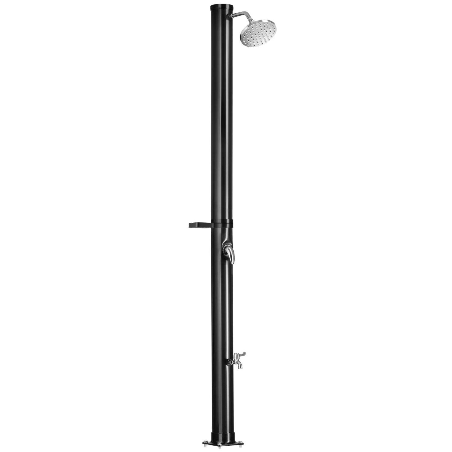 Tectake Solardusche Tinto 20 Liter  Mit Seifenablage Erwärmtes Wasser Bis 60° C  Ohne Stromanschluss Mit Hülle Ablage 42 50 x 15 50 x 221 cm Schwarz