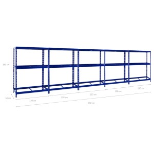 PROREGAL Mega Deal: 5 blaue Reifenregale mit Fachboden, 180x130x50 cm, für bis zu 60 Reifen.