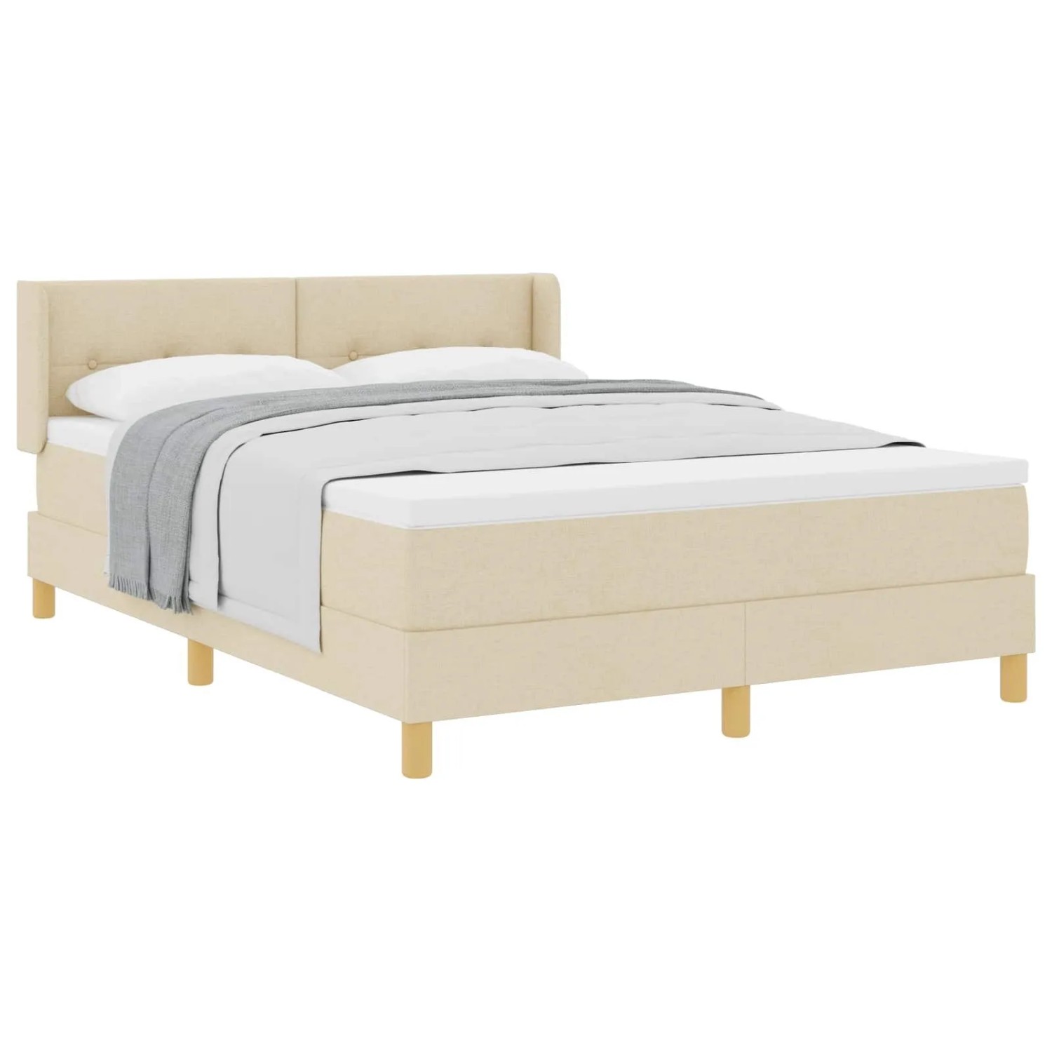 vidaXL Boxspringbett mit Matratze Creme 200 x 160 cm Polyester 3341305