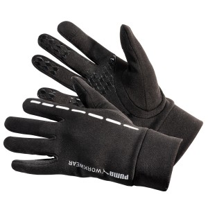 Schwarze Puma Workwear Handschuhe Champ Carbon Gr. L mit Anti-Rutsch und Touch-Funktion.