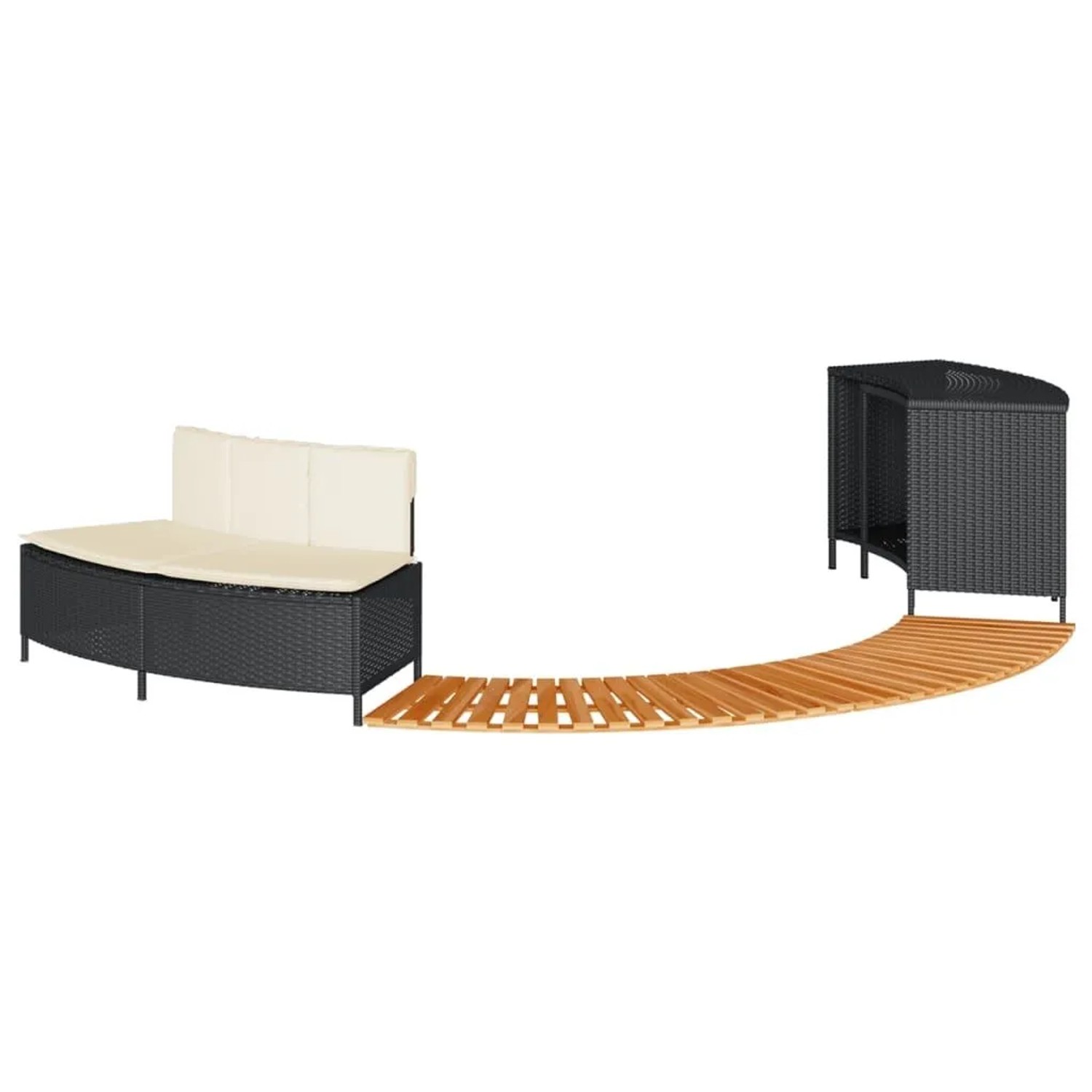 vidaXL Whirlpool-Umrandung Schwarz Poly-Rattan und Massivholz Akazie 365614