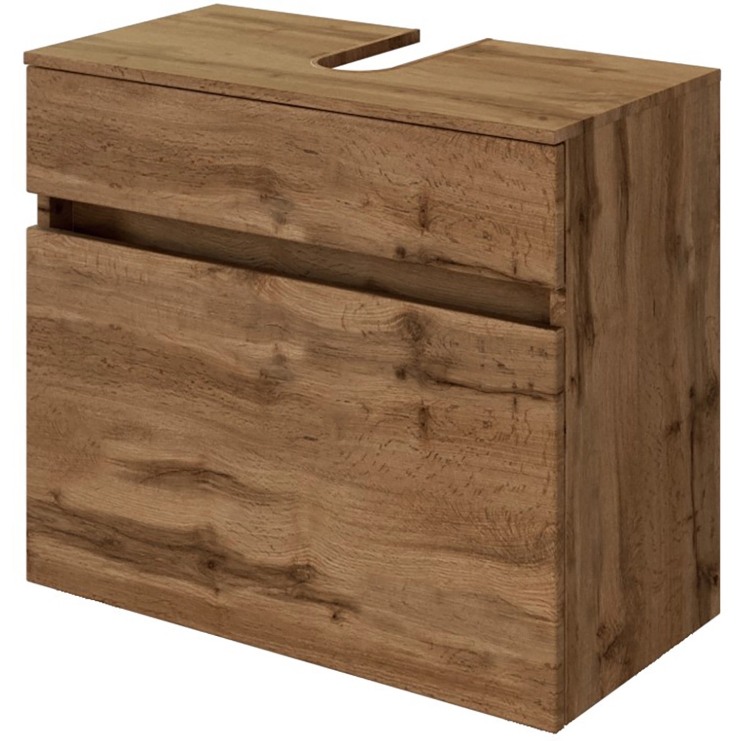 Held Möbel Unterbecken-Set Verona, 60 cm, Wotaneiche, mit Auszug und Beckenausschnitt.
