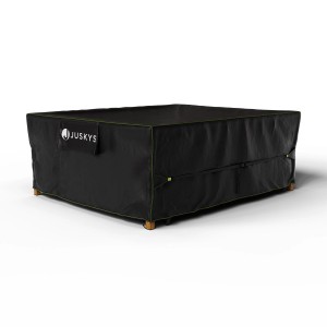 Schwarze Juskys Gartenmöbel Abdeckung CoverSafe Pro 240x190x80 cm für Gartentisch.
