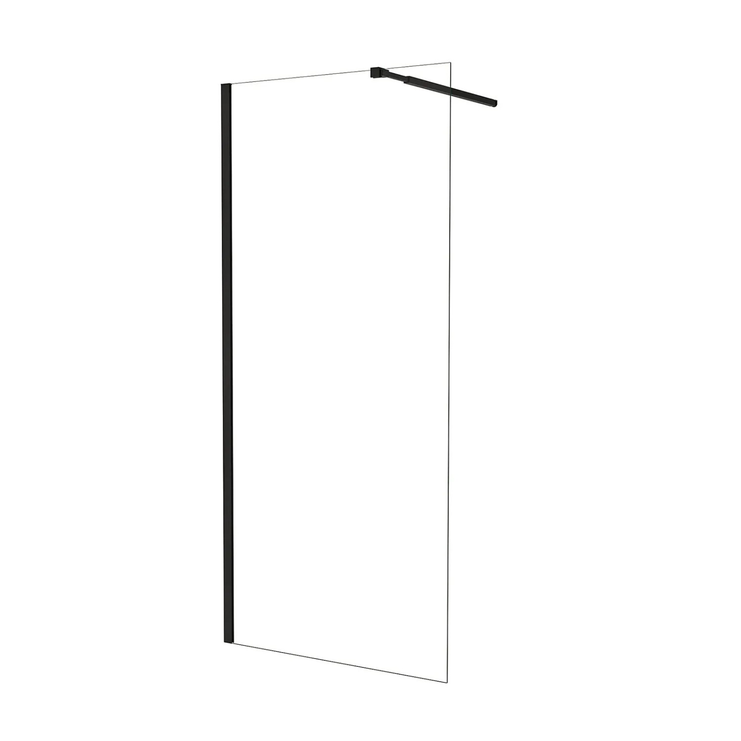 AICA Schwarz Walk In Dusche 90 x 185cm Duschwand Mit Schwarz Stabilisator 6mm NANO ESG Duschabtrennung Duschtrennwand F084B