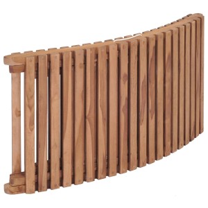 Zusammengeklappte vidaXL Sonnenliege aus Teakholz mit Lamellendesign.