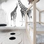 ESTAhome Fototapete Giraffen in Schwarz-Weiß im Kinderzimmer mit Bett und Deko.