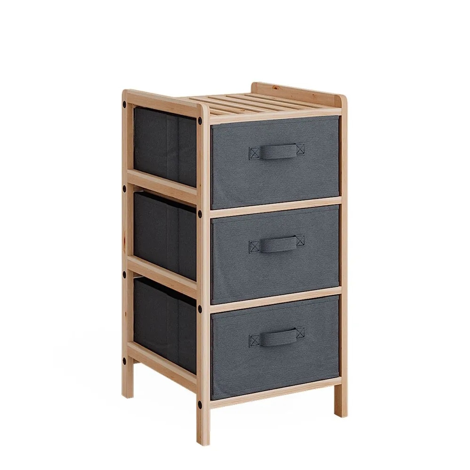 Vicco Kommode Bruno Grau 35 x 67 mit 3 Stoffschubladen