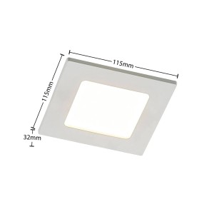 Weißer, eckiger PRIOS LED Einbaustrahler Helina für Bad, dimmbar.