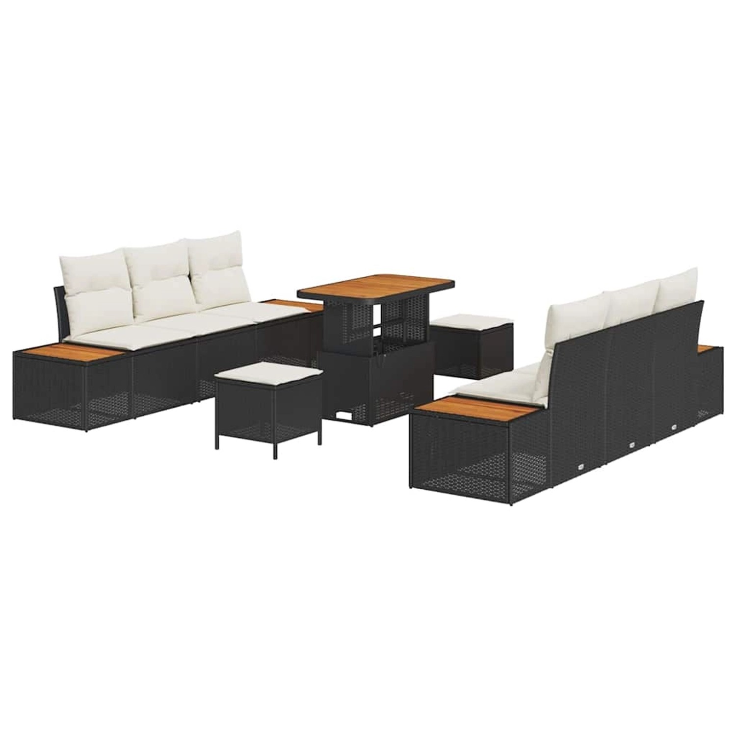 vidaXL Garten-Sofa-Set mit Kissen 9-Tlg Schwarz Poly Rattan 3362870 günstig online kaufen