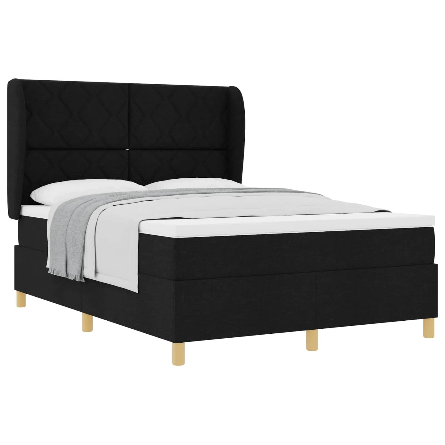vidaXL Boxspringbett mit Matratze Dunkelgrau 90x190 cm Schwarz 3340825