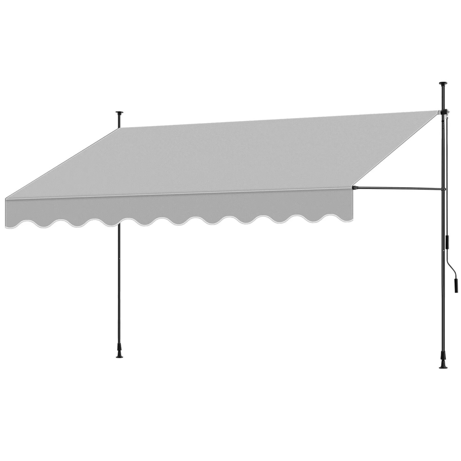 Tectake Klemmmarkise Mit Handkurbel  Ohne Bohren  Uv Beständig Höhenverstellbar 211   304 cm 350 x 180 cm 180 x 350 x 304 cm Hellgrau