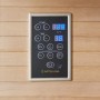 Bedienfeld der Artsauna Infrarotkabine Billund mit Temperatur-, Zeit- und Lichtsteuerung.