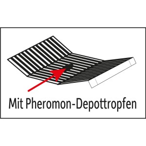 Nexa Lotte Mottenfalle: Schemazeichnung der Falle mit Pheromon-Depottropfen.