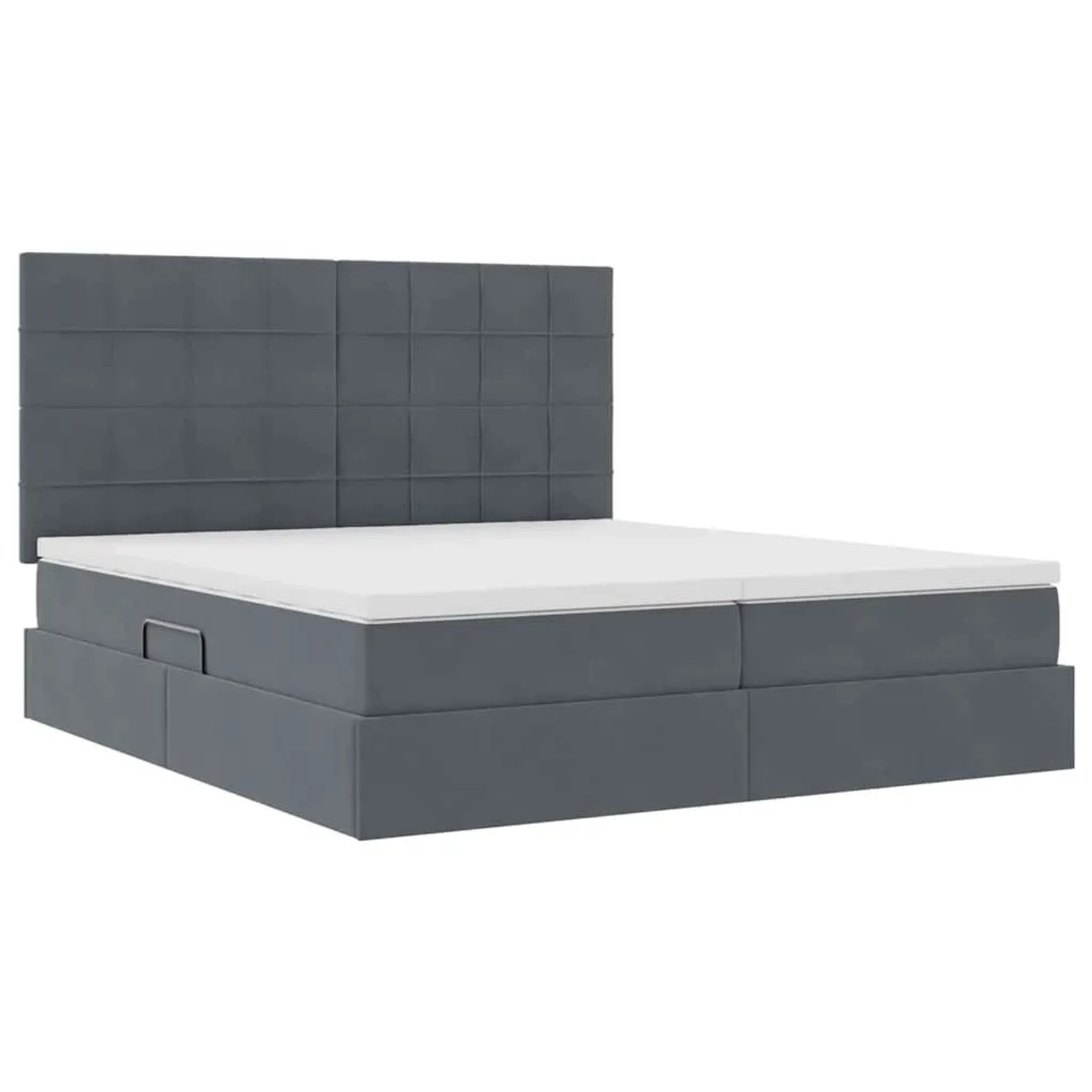vidaXL Bett mit LED-Lichtleisten Dunkelgrau 200 x 200 cm Samt 3372888_7