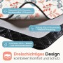 Detailaufnahme der dreilagigen Sekey Picknickdecke mit Blumenmuster, wasserdicht und komfortabel.