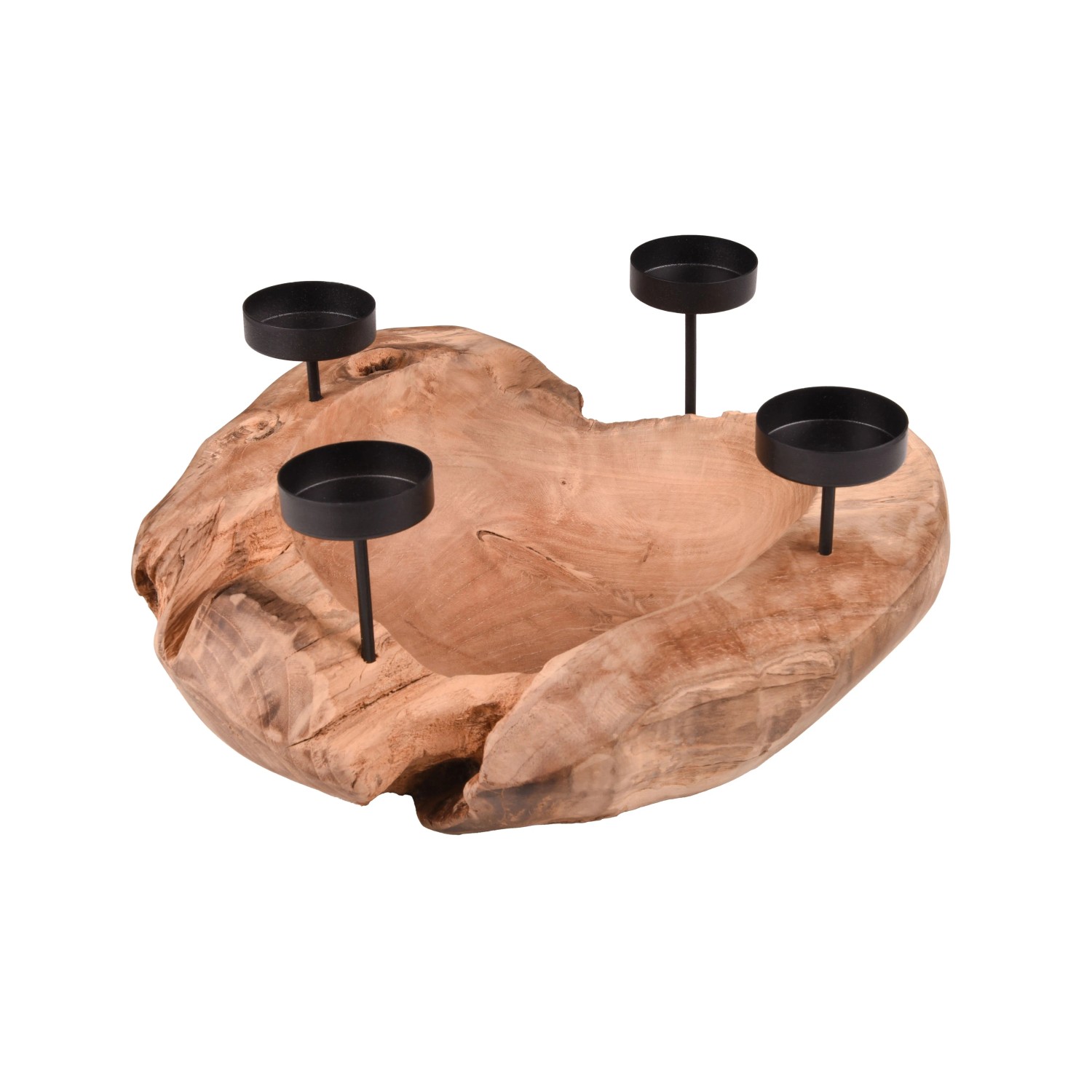 DELUKE Kerzenhalter LEO Teak Natur 15x31x31cm Dekoration Wohnzimmer Büro