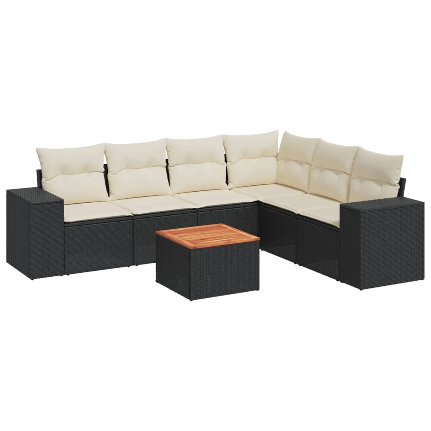 vidaXL 7-Tlg Garten-Sofagarnitur mit Kissen Schwarz Poly Rattan 3257792 günstig online kaufen