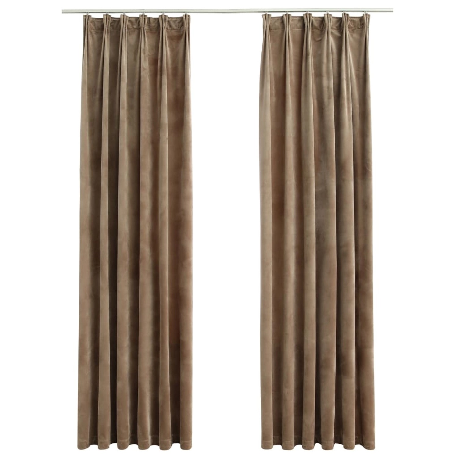 vidaXL Verdunkelungsvorhänge mit Haken 2 Stk Samt Beige 140x225 cm günstig online kaufen