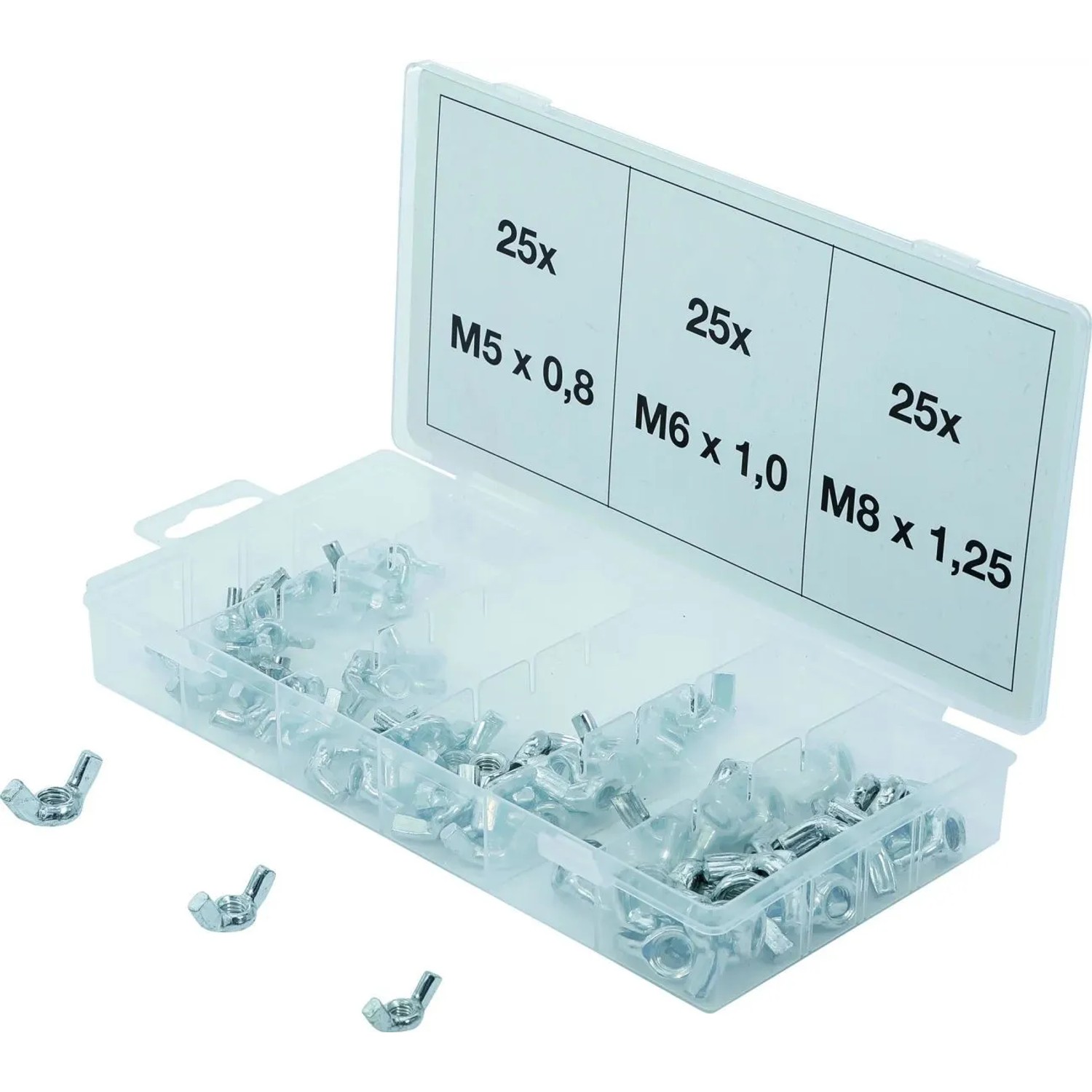 Westfalia FlÜGelmuttern Sortiment 75 StÜCk Metall Silber