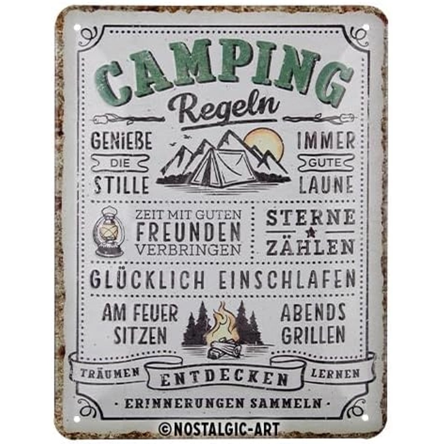 Nostalgic-Art Blechschild 15x20 cm - Camping-Regeln günstig online kaufen