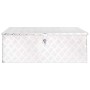 DELUKE Aluminiumbox Mit Deckel Abschließbar Alubox Deichselbox Alu Anhängerbox Werkzeugkiste Transportbox Metallkiste 90x47x33,5cm Silber_3