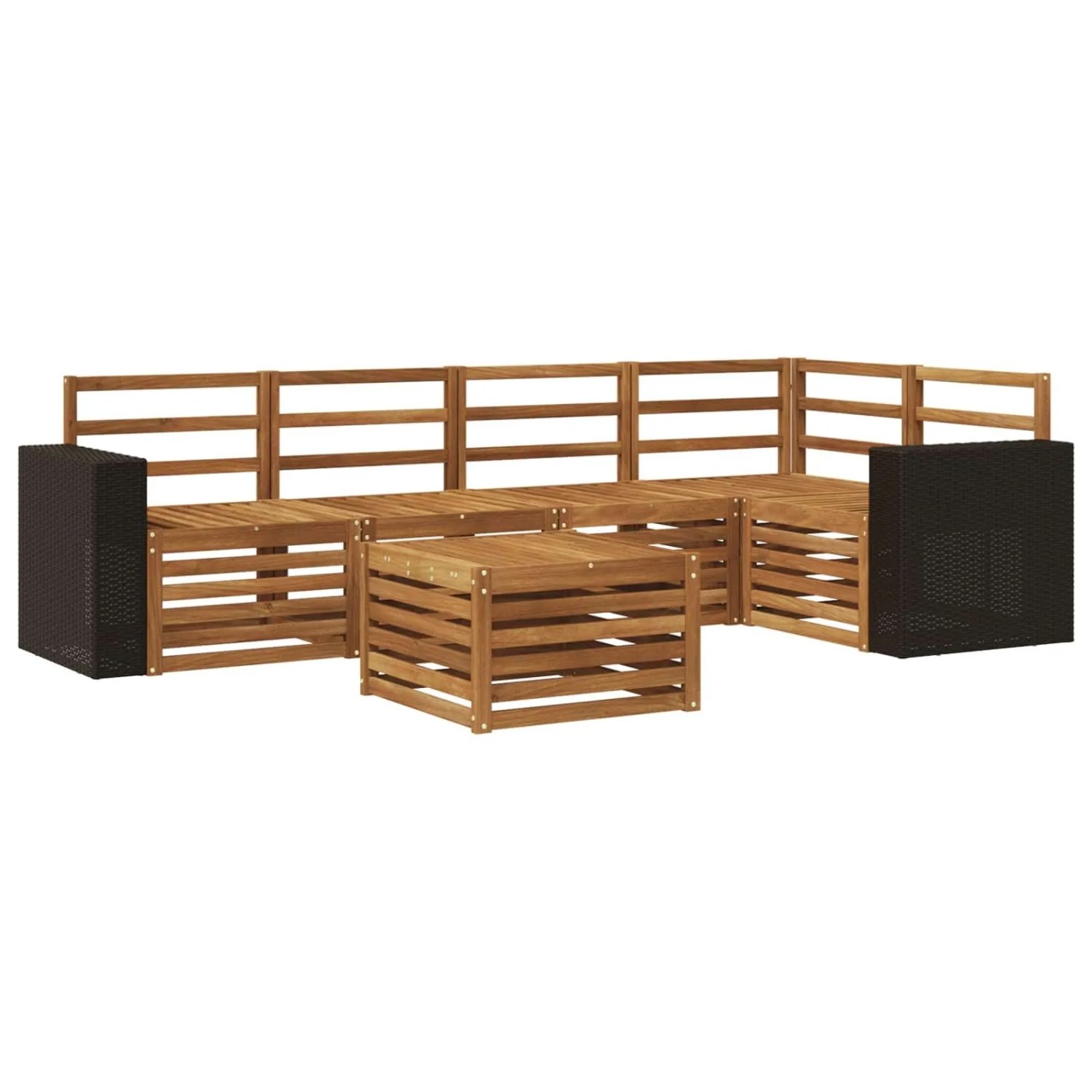 vidaXL Ecksofa Set 6 Stk Natur Massivholz Akazie 3384390