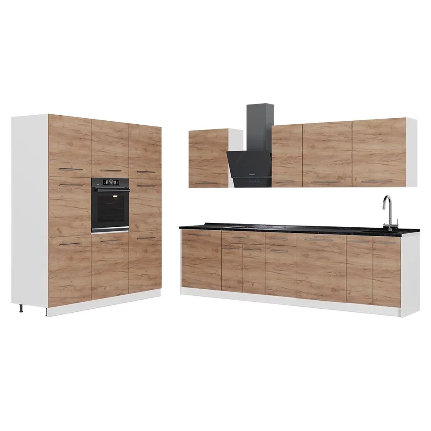 Vicco Küchenzeile Fame-Line Goldkraft Eiche/Weiß 460 x 207 Arbeitsplatte Anthrazit Art Nr 62930