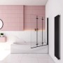 AICA Badewanneaufsatz, 130x140cm, schwarz, 3-teilig, Faltwand aus ESG-Glas. Duschabtrennung für Badewanne.