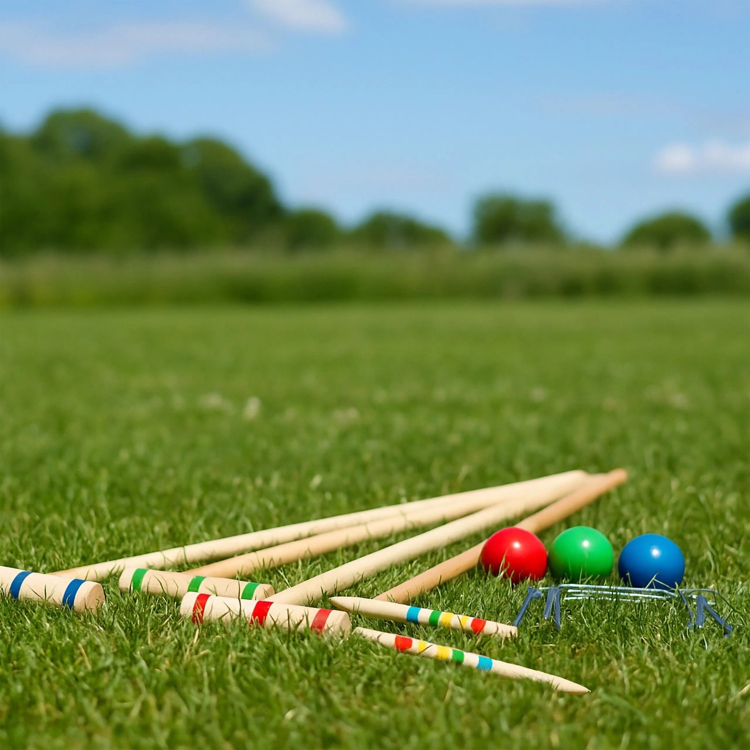 Relaxdays Krocket Spiel Kiefernholz Eisen Natur Für 2 bis 4 Spieler 75 cm 0,9 kg_5
