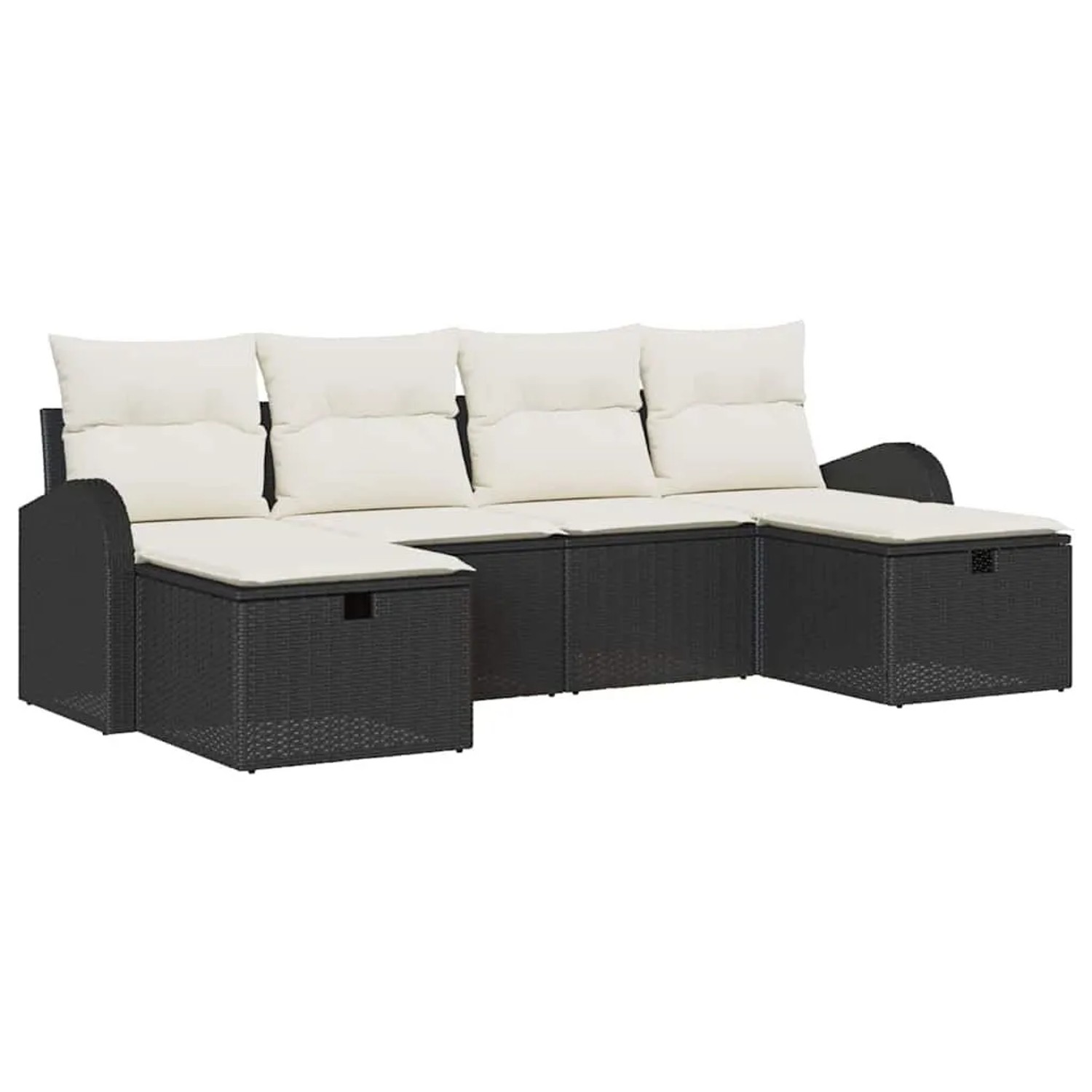 vidaXL Sofa Set mit Kissen 6-Tlg Schwarz und Creme Poly-Rattan 3359116 günstig online kaufen