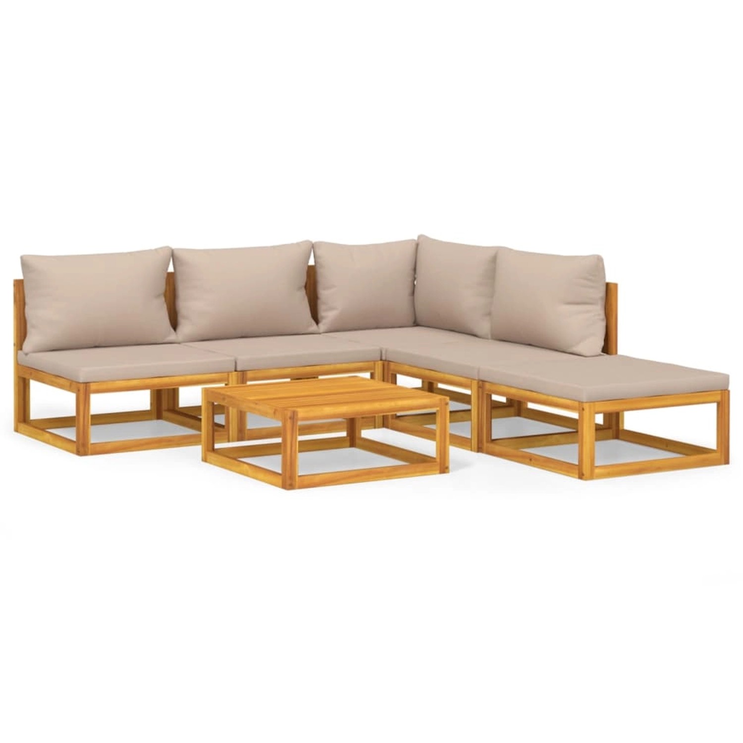 Vidaxl 6-tlg. Garten-lounge-set Mit Taupe Kissen Massivholz günstig online kaufen