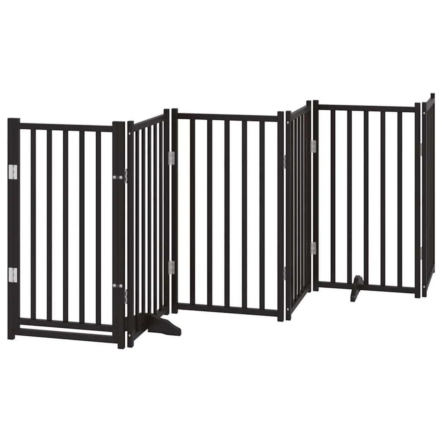 vidaXL 6 Tlg Hundetor mit Tür Faltbar Schwarz 300 cm Massivholz Tanne 352287