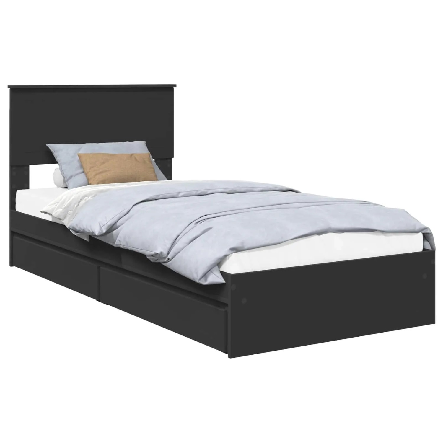 vidaXL Stauraumbett Schwarz 90 x 190 cm Holzwerkstoff 3410841 günstig online kaufen