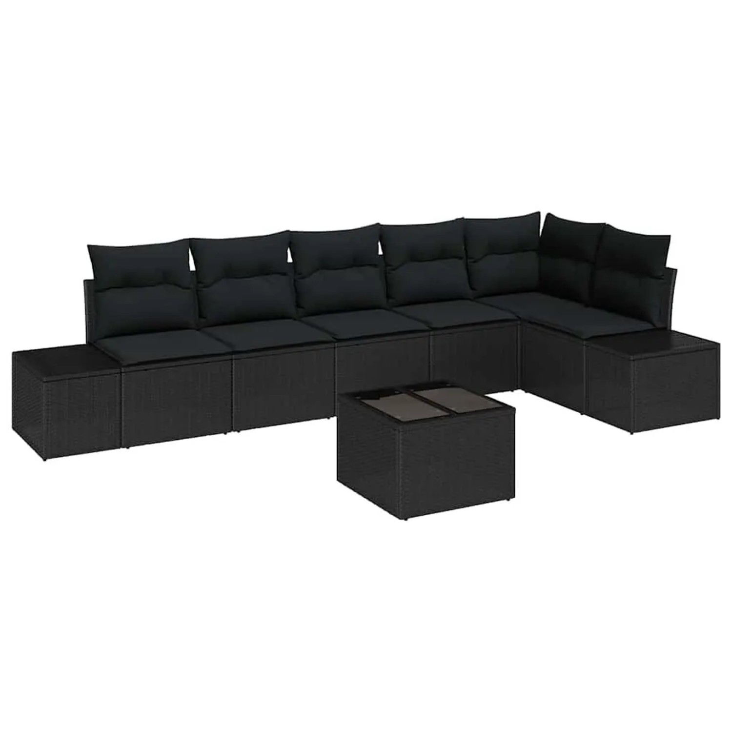 vidaXL Gartensofa-Set mit Speicher Schwarz Poly-Rattan 3355762