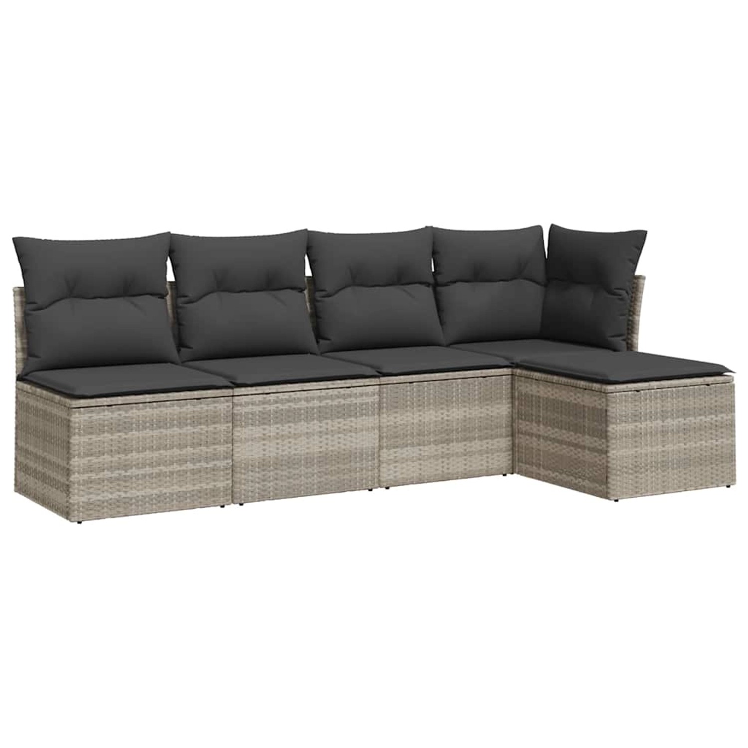 vidaXL 5-Tlg Garten-Sofagarnitur mit Kissen Hellgrau Poly Rattan 3217522 günstig online kaufen