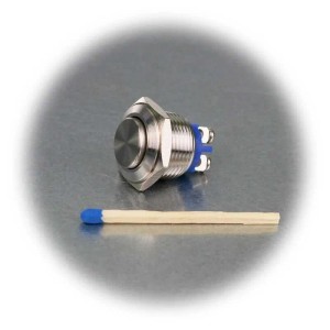 Sintron Metalltaster, 16mm Schließer aus Edelstahl, IP67, Nahaufnahme.