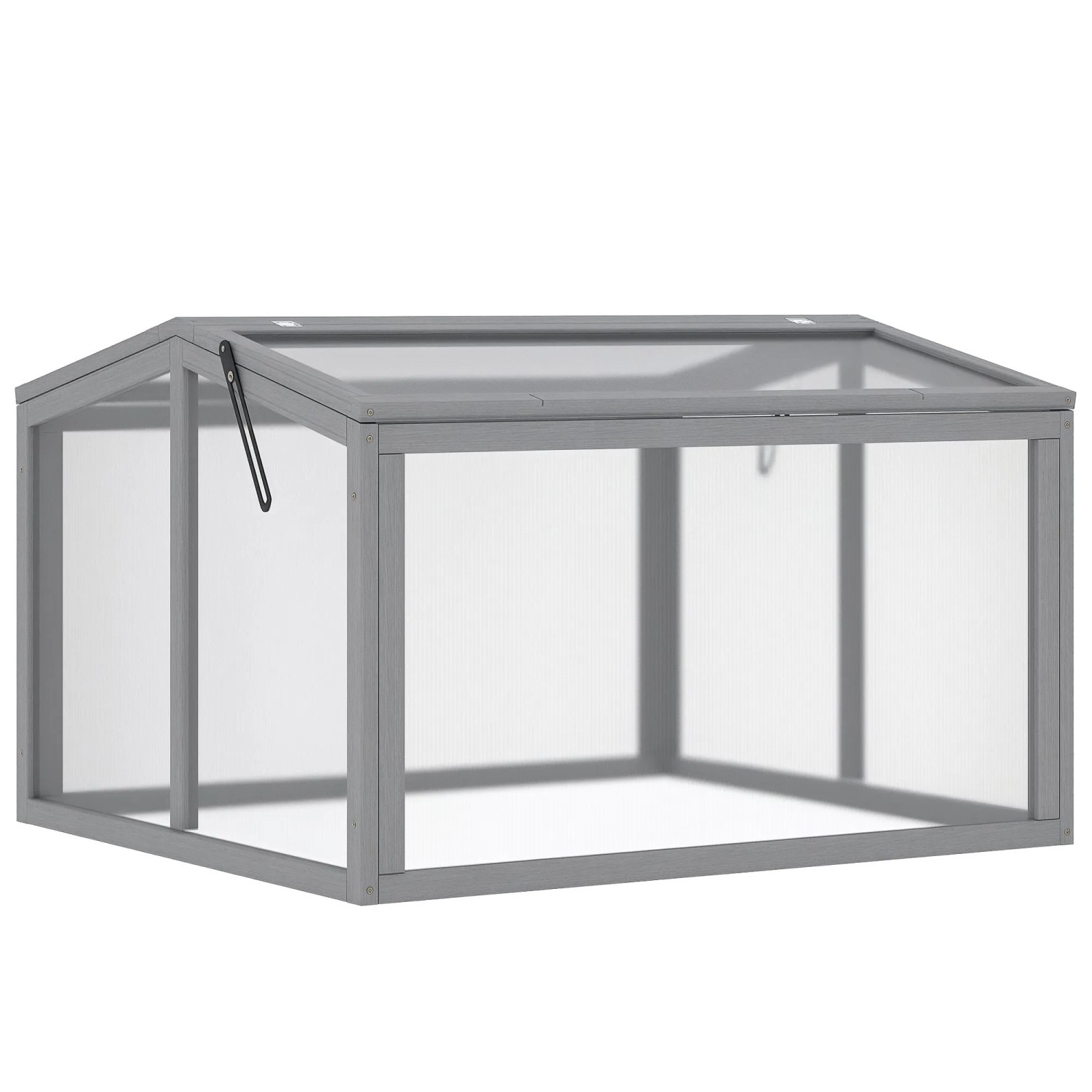 Outsunny Frühbeet mit Abdeckung aus Holz Polycarbonat Hellgrau 90 x 80 x 58 cm