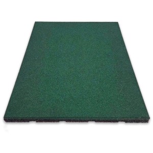 Floordirekt Fallschutzmatte Elastikmatte Fallschutzplatte mit Drainage 50 x 50 x 2,5 cm Grün