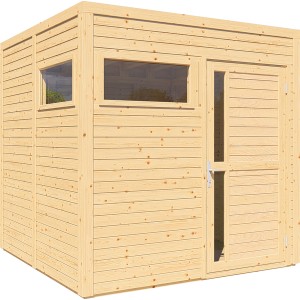 Bertilo Holz-Gartenhaus Cubus 2 Natur, 226x234 cm, mit Tür und Fenster. Weekendhaus aus FSC®-zertifiziertem Holz.