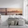 Komar Vlies Fototapete California Dreaming mit Skyline von San Francisco im Schlafzimmer.
